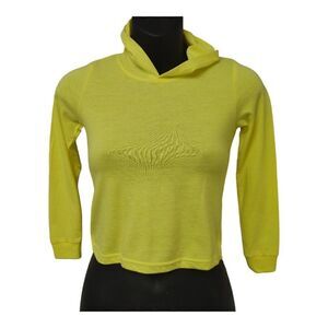GIRLS BRIGHT YELLOW HOODED LONG SLEEVE T SHIRT